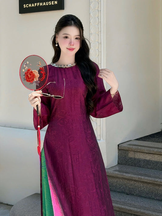 Tencel Silk Ao Dai Set – Deep Purple