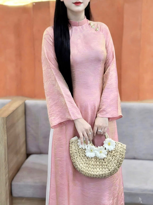 Tencel Silk Ao Dai Set – Soft Rose Pink