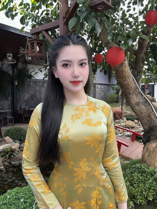 Traditional Hà Nam Silk Ao Dai Set – Antique Bronze