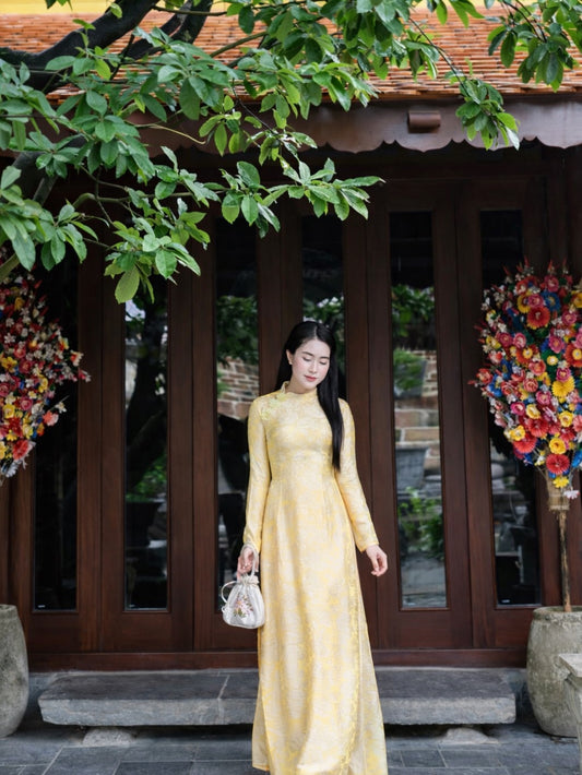 Tencel Silk Ao Dai Set – Light Yellow