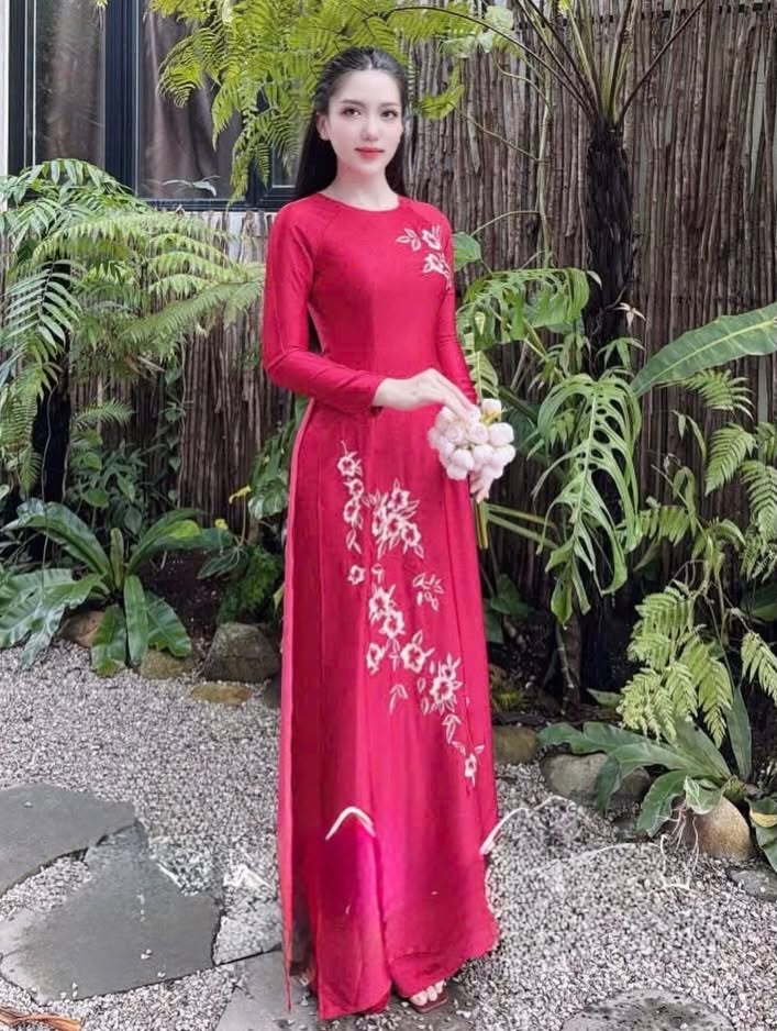 Indo Silk Ao Dai Set – Ruby Red