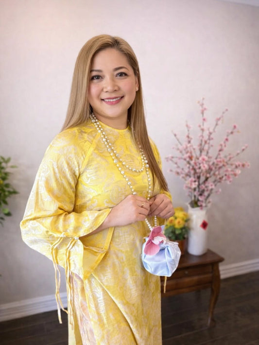 Tencel Silk Ao Dai Set – Pastel Light Yellow