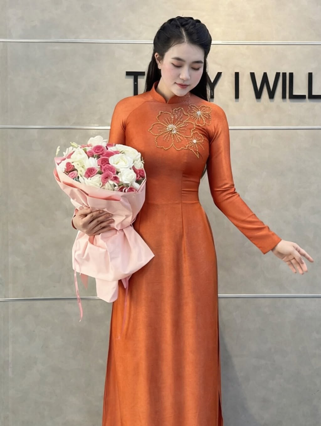 Indo Silk Ao Dai Set – Copper Orange