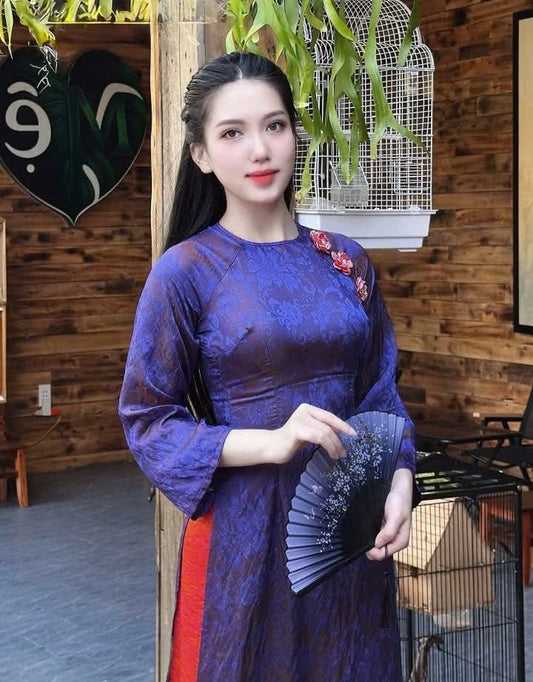 Tencel Silk Ao Dai Set – Plum Purple