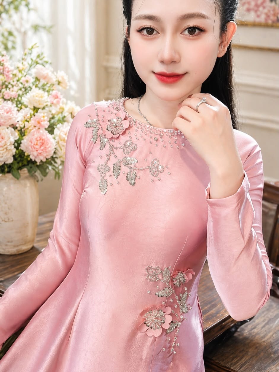 Indo Silk Ao Dai Set – Soft Pink