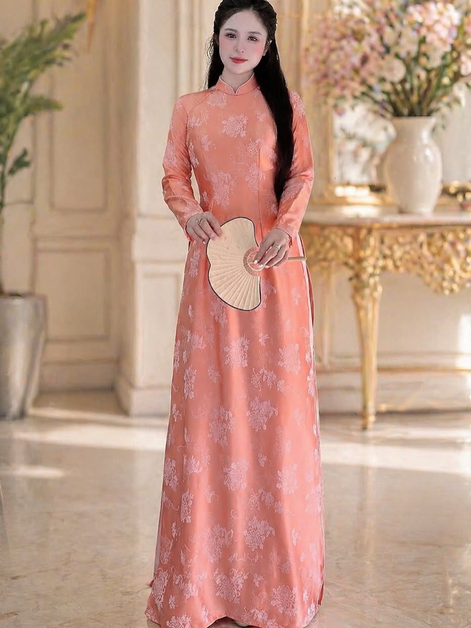 Traditional Silk Ao Dai Set – Peach Orange