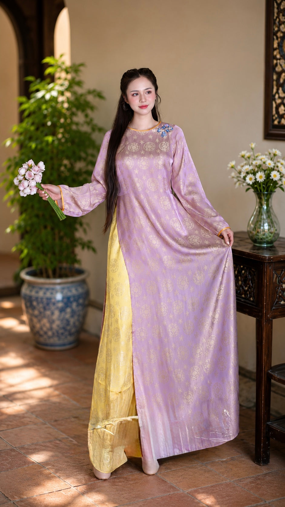 Modern Silk Áo Dài – Light Purple