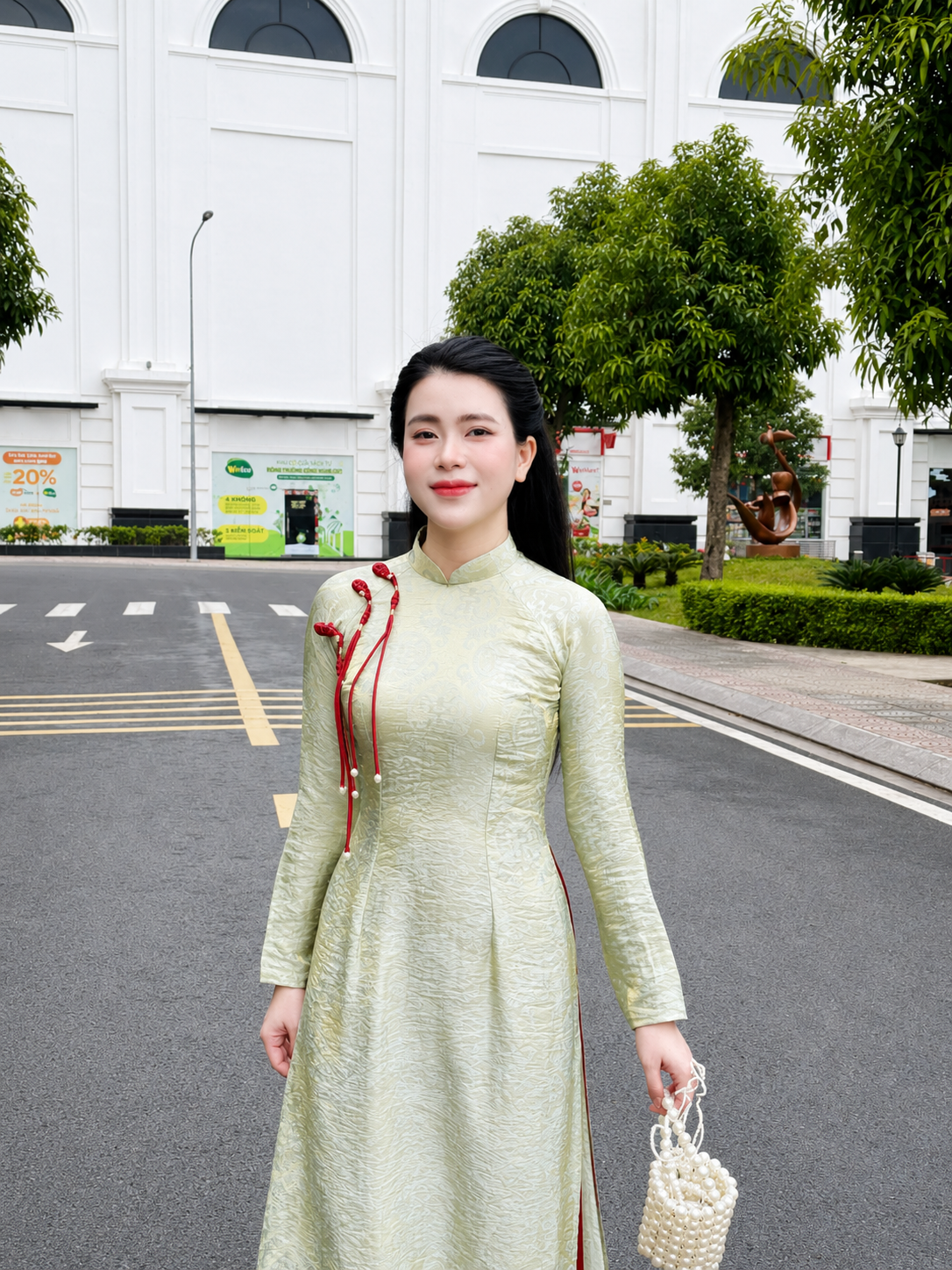 Tencel Silk Ao Dai Set – Butter Green