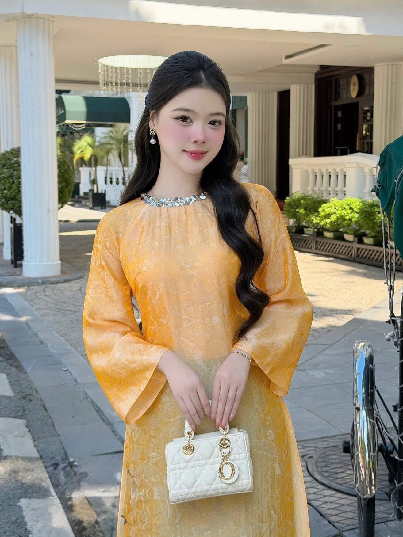 Modern Tencel Silk Áo Dài – yellow