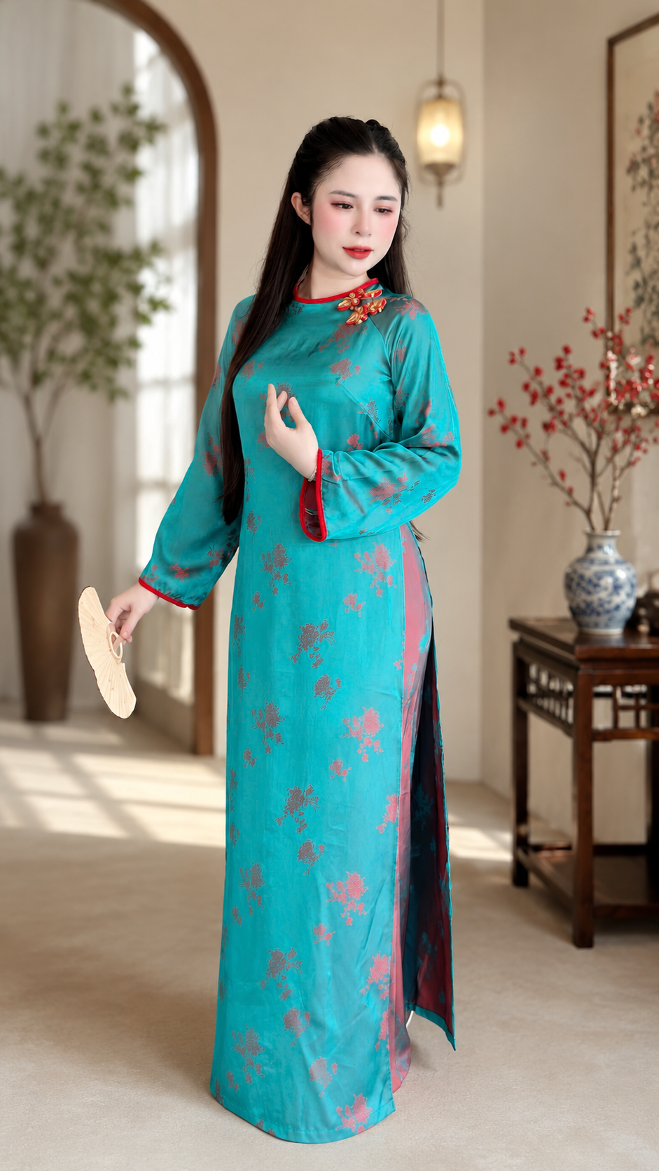 Modern Hà Nam Áo Dài - Peacock Blue