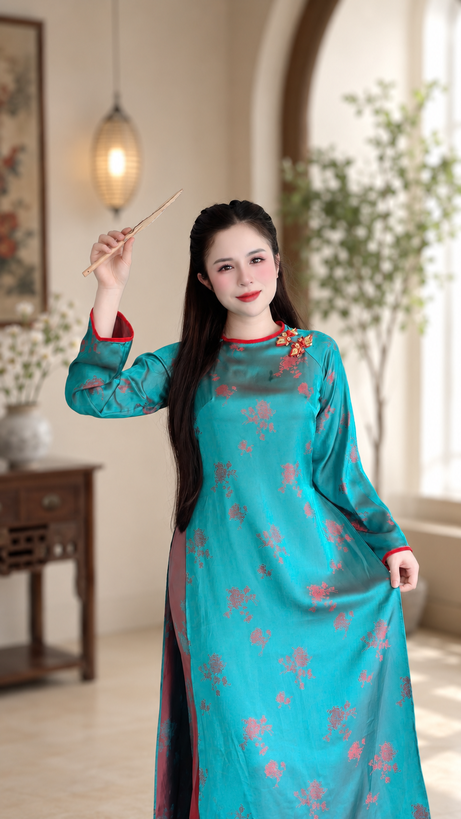Modern Hà Nam Áo Dài - Peacock Blue