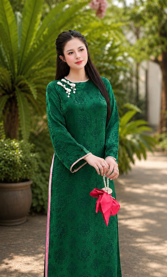Modern Tencel Silk - Green with pink pants