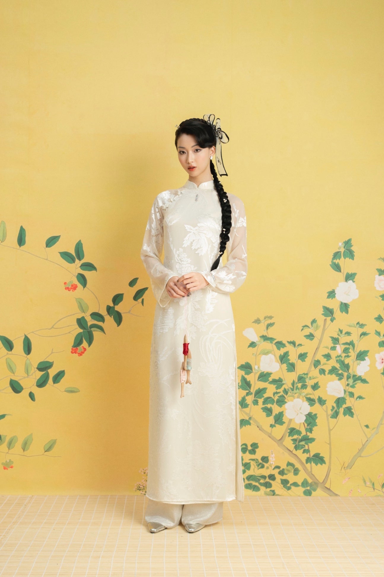 Modern Pressed Silk Áo Dài – Cream