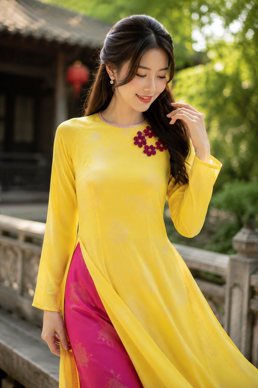 Modern Hà Nam Silk Chrysanthemum - Yellow