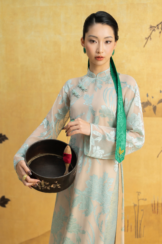 Modern Pressed Silk Áo Dài – Blue