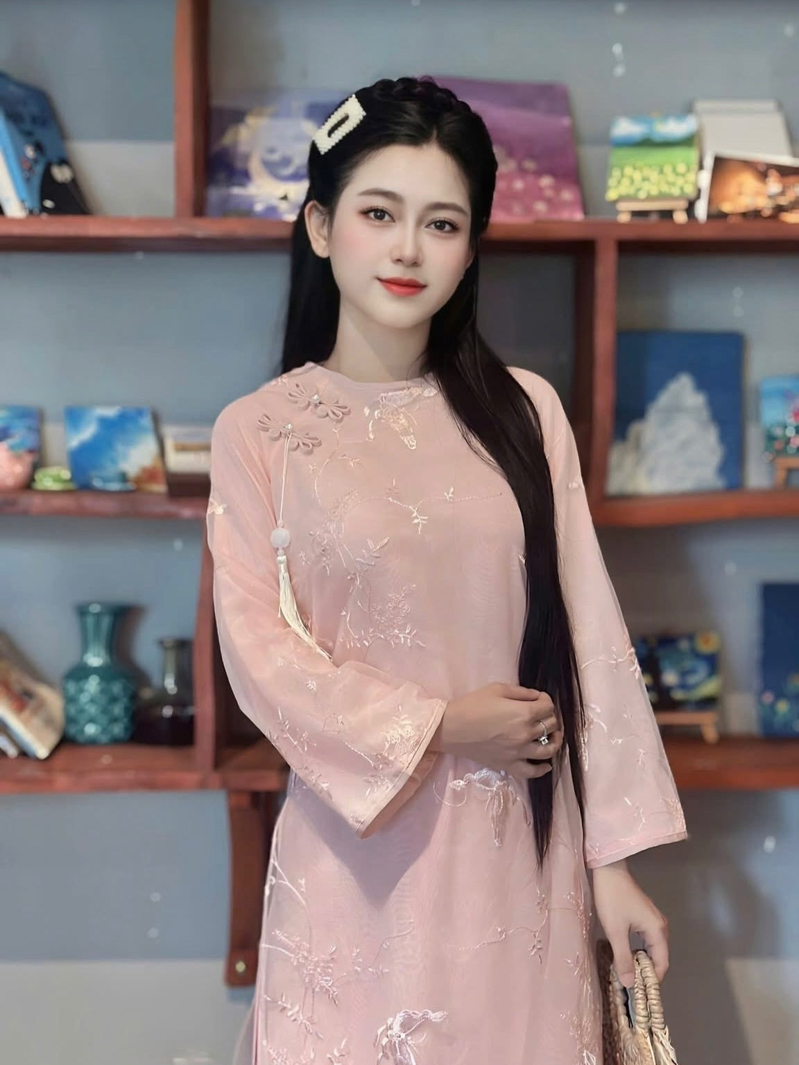 Pure Silk Ao Dai Set – Soft Pink