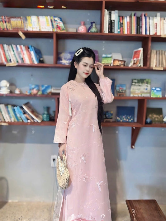 Pure Silk Ao Dai Set – Soft Pink