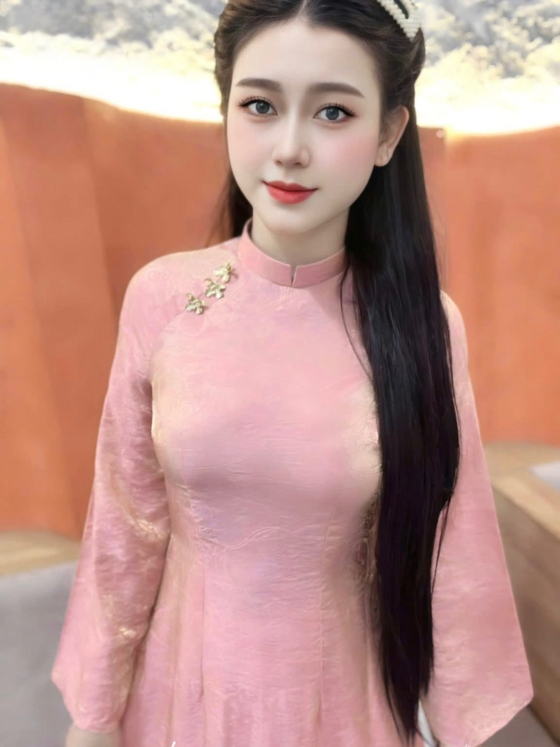 Tencel Silk Ao Dai Set – Soft Rose Pink