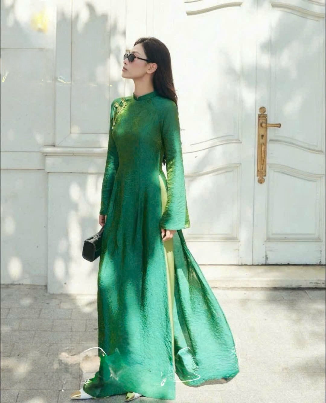 Tencel Silk Ao Dai Set – Sage Green
