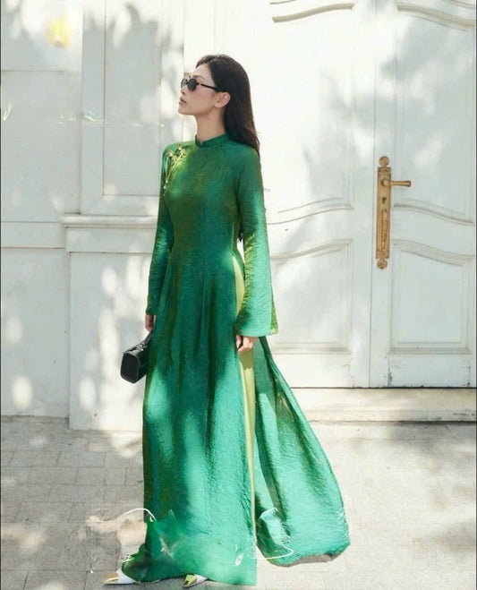 Tencel Silk Ao Dai Set – Sage Green