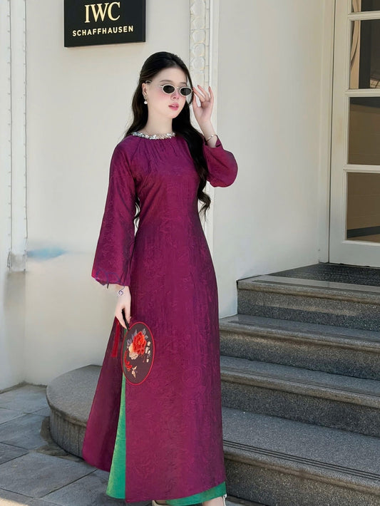 Tencel Silk Ao Dai Set – Deep Purple