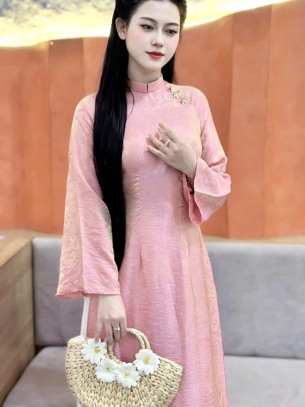 Tencel Silk Ao Dai Set – Soft Rose Pink