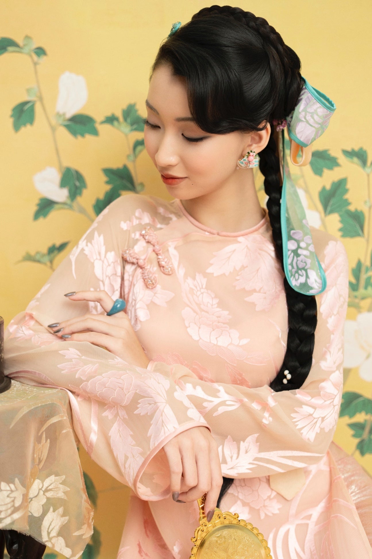 Modern Pressed Silk Áo Dài – Soft Pink