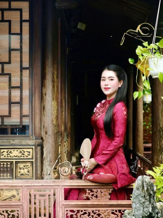 Tencel Silk Ao Dai Set – Deep Plum Purple