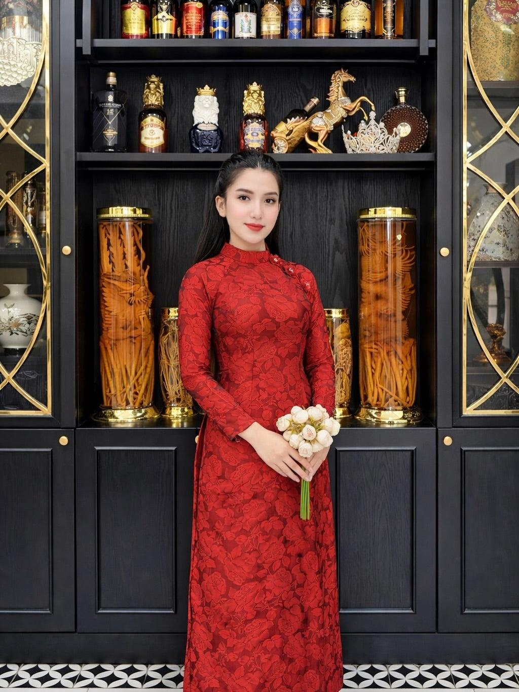 Tencel Silk Ao Dai Set – Ruby Red