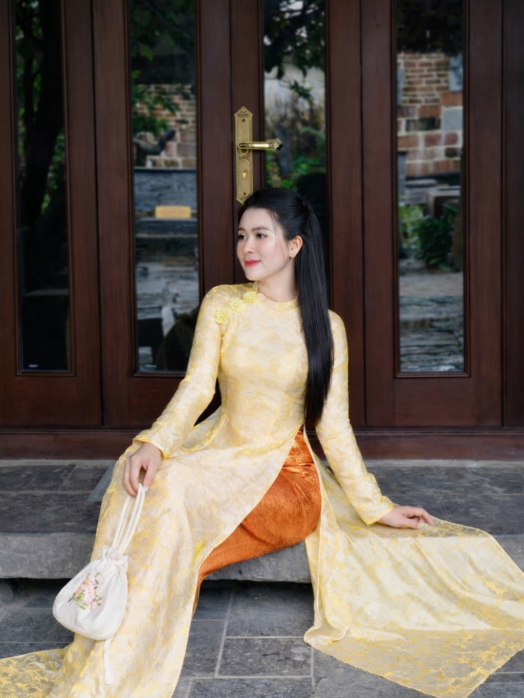Tencel Silk Ao Dai Set – Light Yellow