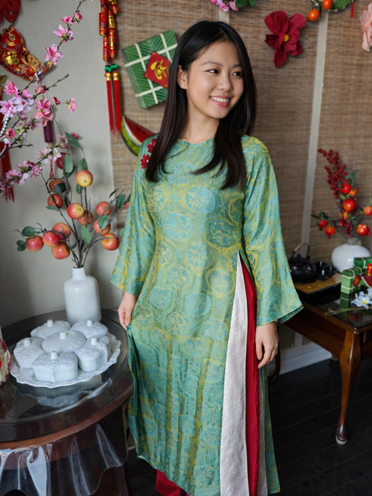Modern 4-Panel (4 Tà) Ao Dai Set – Emerald Green
