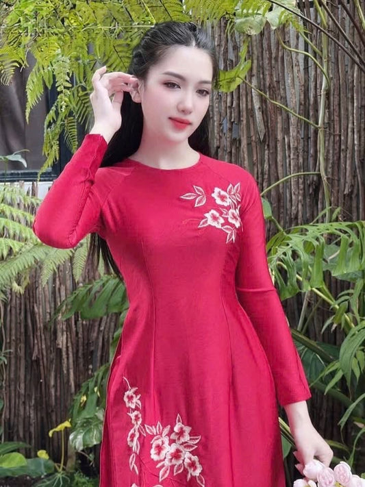 Indo Silk Ao Dai Set – Ruby Red