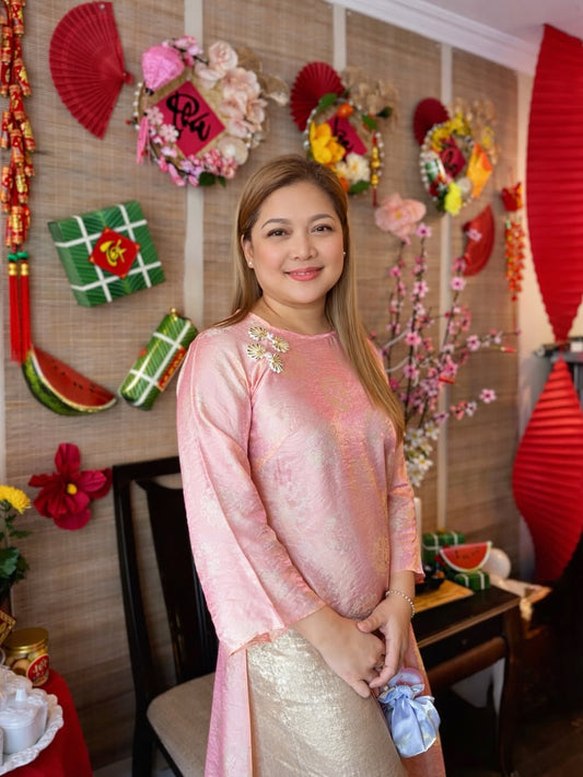 Tencel Silk Ao Dai Set – Soft Light Pink