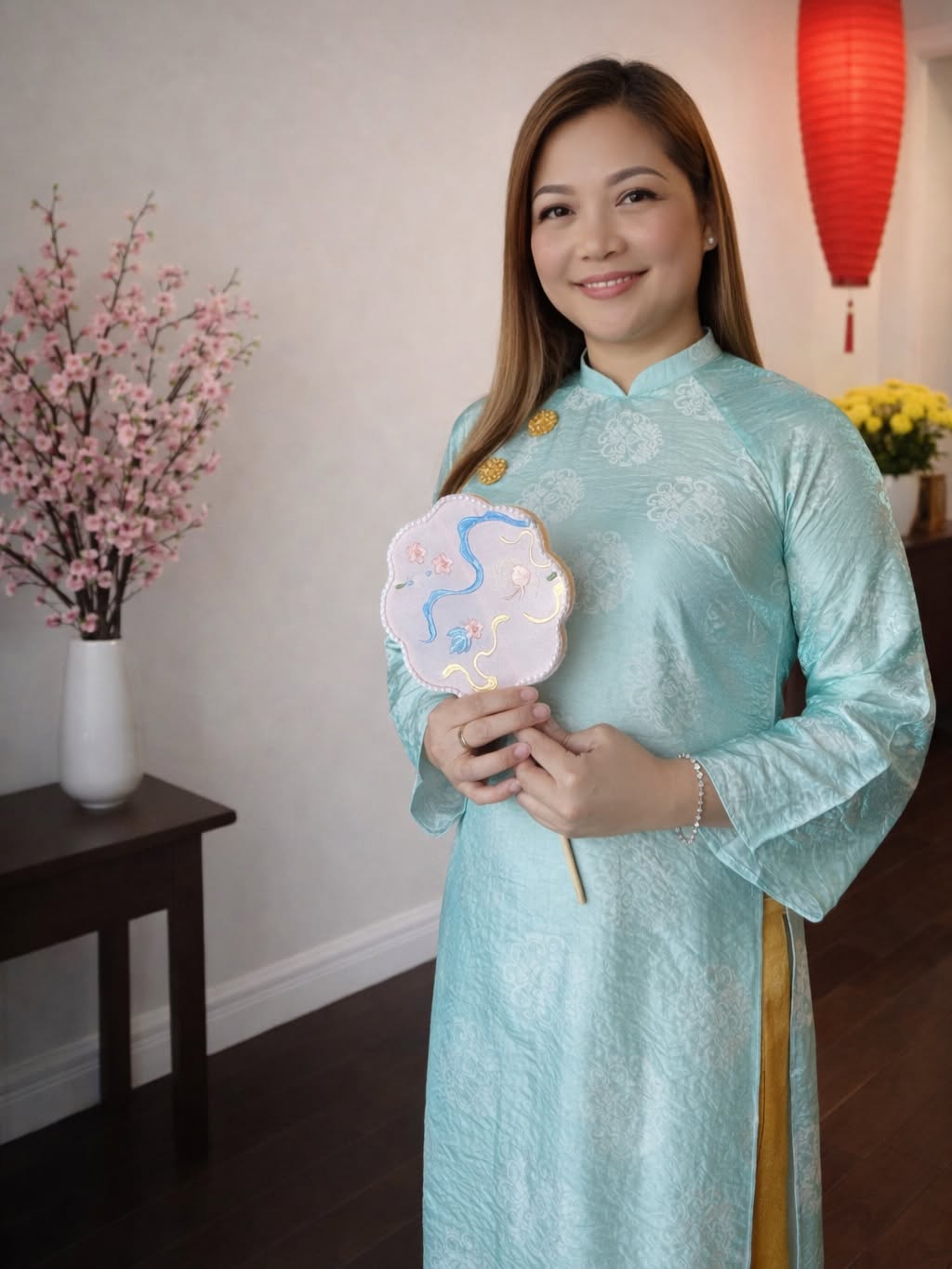 Tencel Silk Ao Dai Set – Light Sky Blue