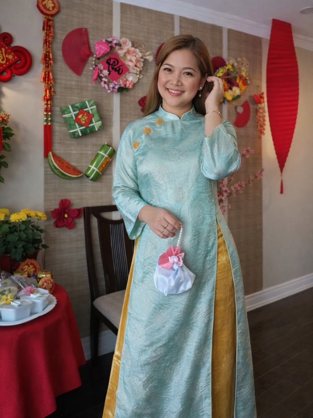 Tencel Silk Ao Dai Set – Light Sky Blue