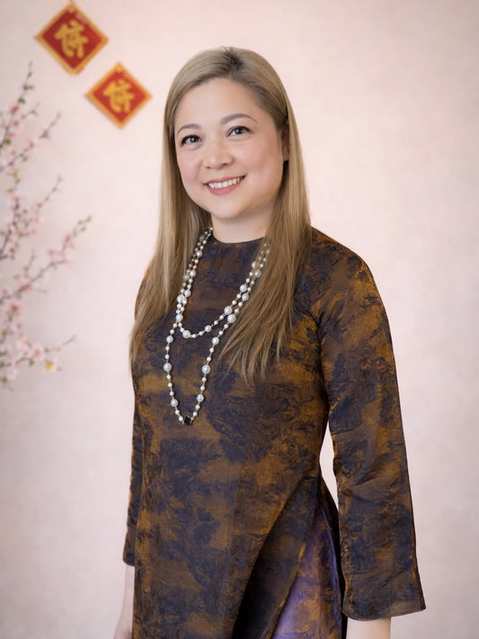 Tencel Silk Ao Dai Set – Antique Bronze