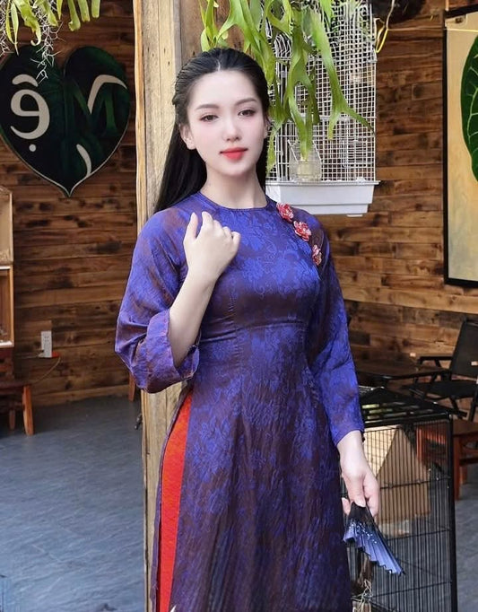 Tencel Silk Ao Dai Set – Plum Purple