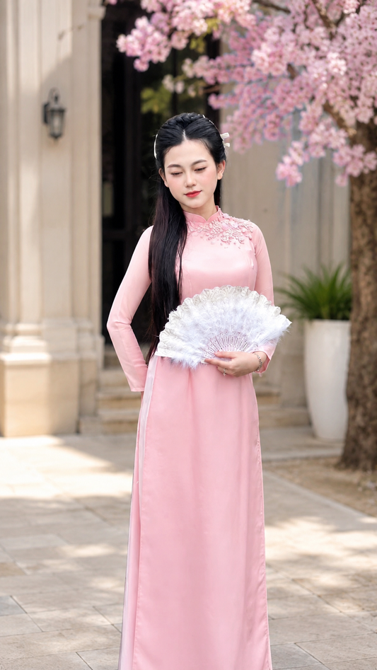Traditional Ao Dai Silk 4 panel - Light Pink