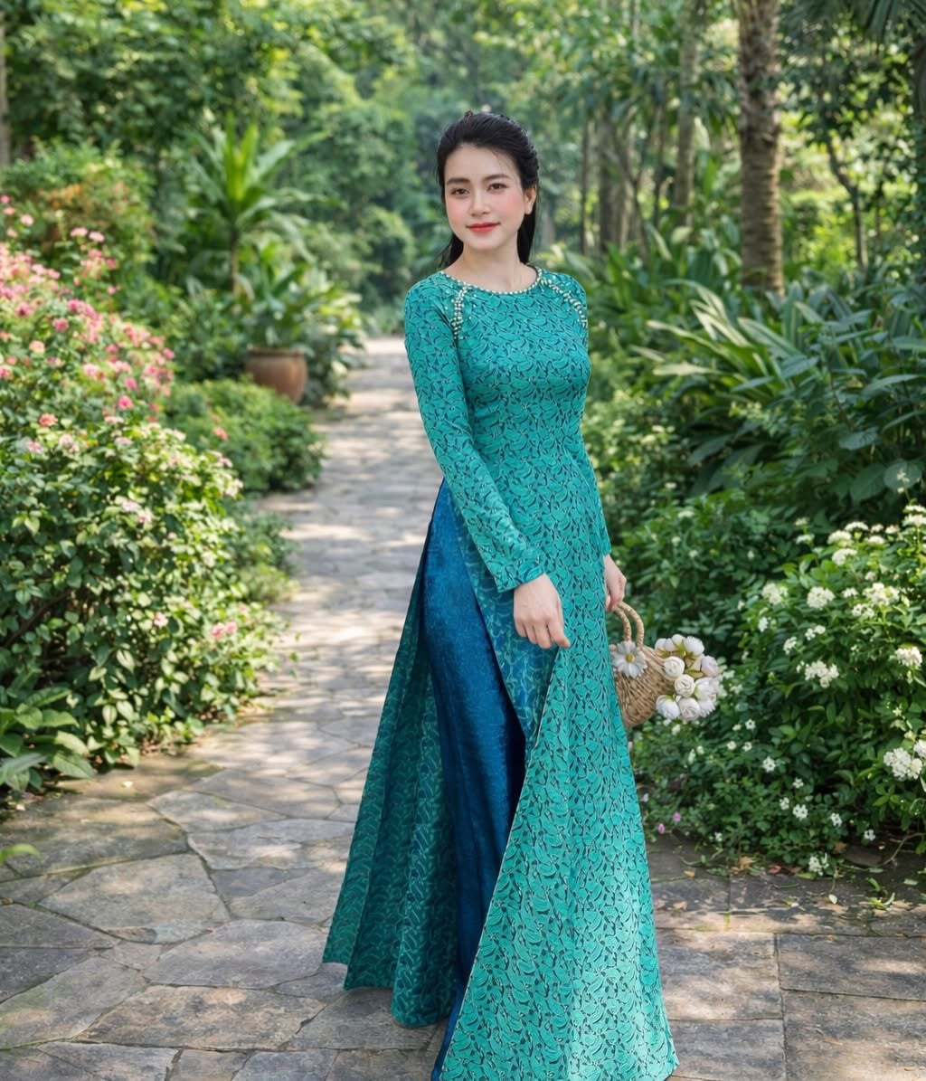 Pure Silk Ao Dai Set – Peacock Green