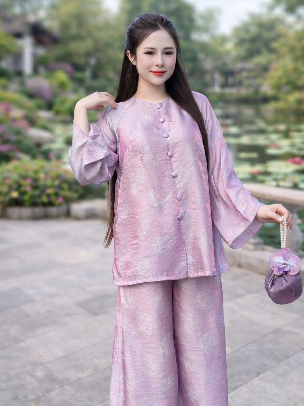 Lay-Buddhist Robe (Pháp Phục) Set – Light Purple