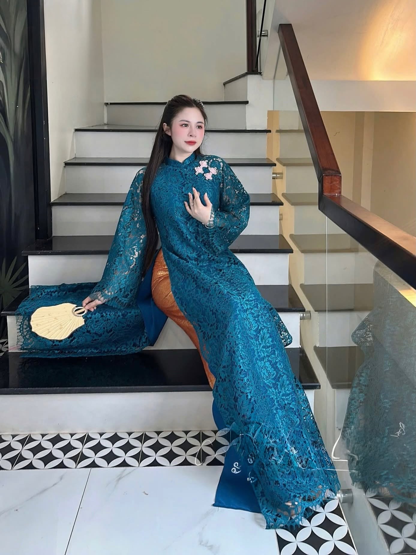 Lace Formal Ao Dai Set – Peacock Green