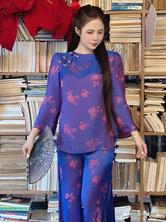 Lay-Buddhist Robe (Pháp Phục) Set – Blue-Purple