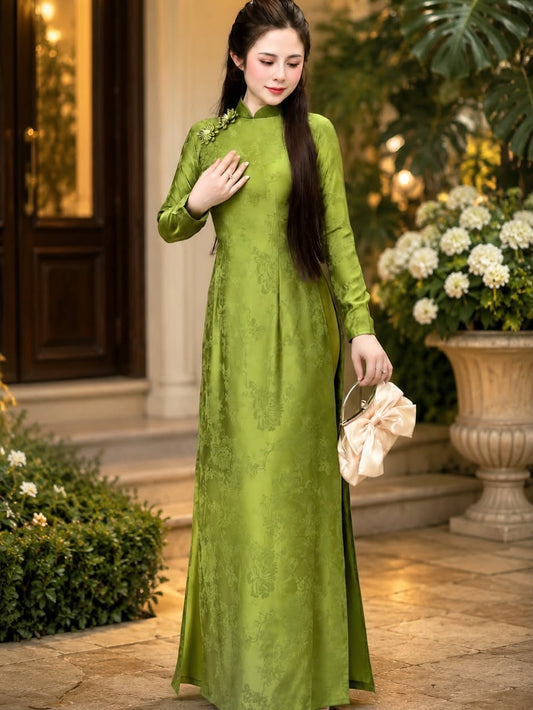 5D Silk Ao Dai Set – Matcha Green