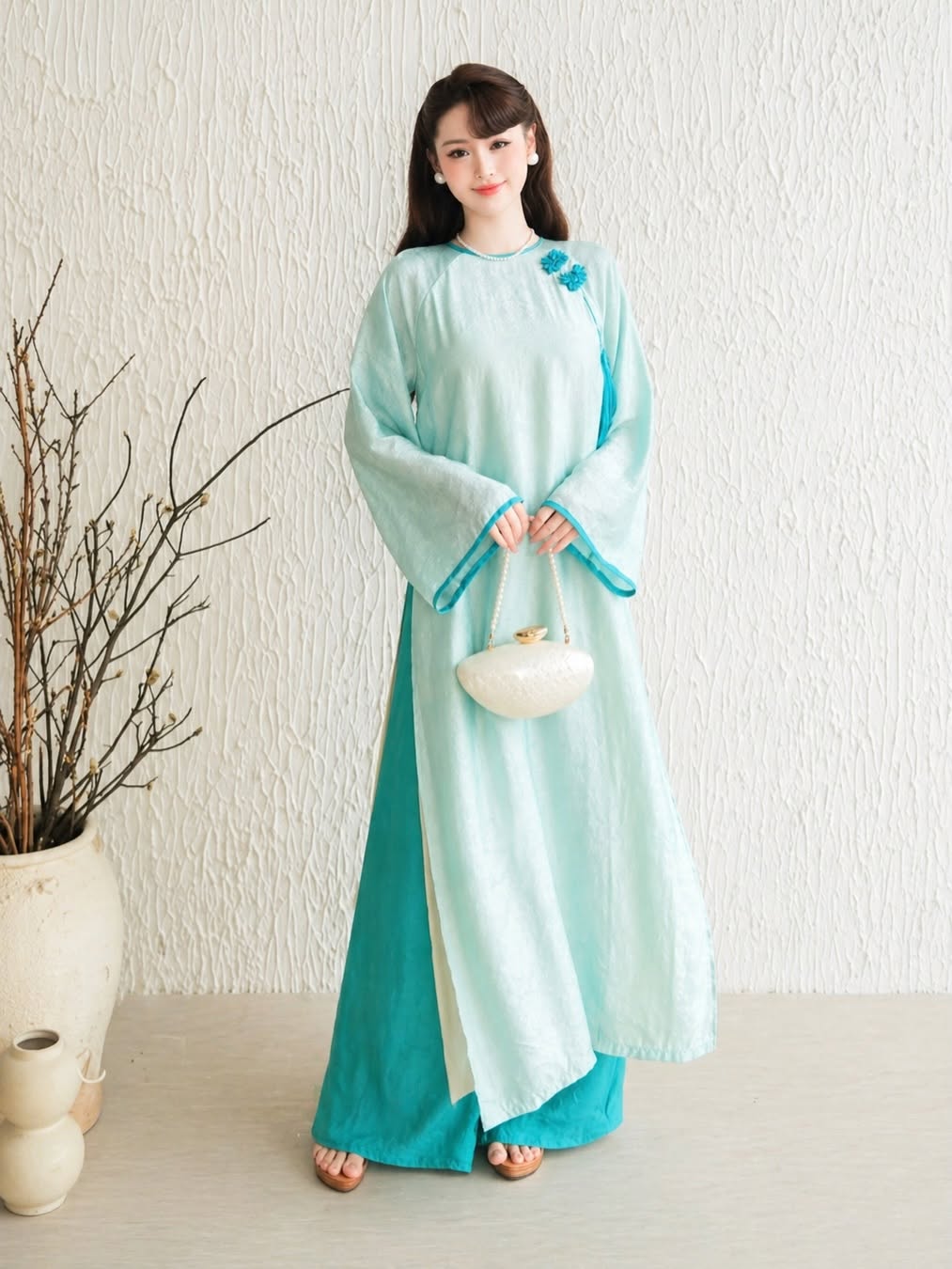Modern 4-Panel (4 Tà) Ao Dai Set – Jade Green