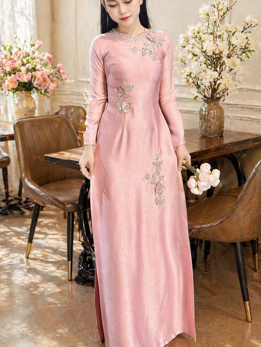 Indo Silk Ao Dai Set – Soft Pink