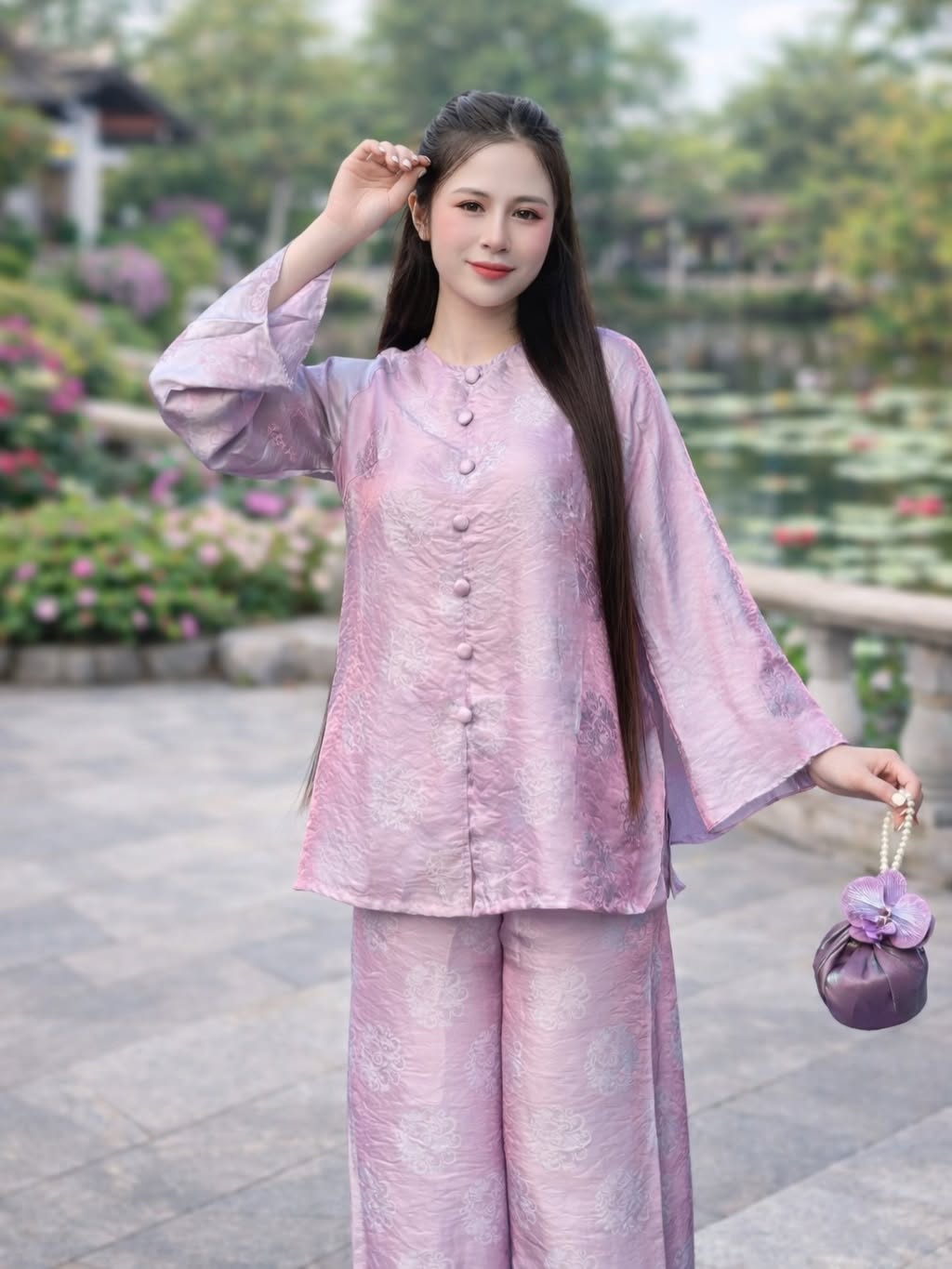 Lay-Buddhist Robe (Pháp Phục) Set – Light Purple