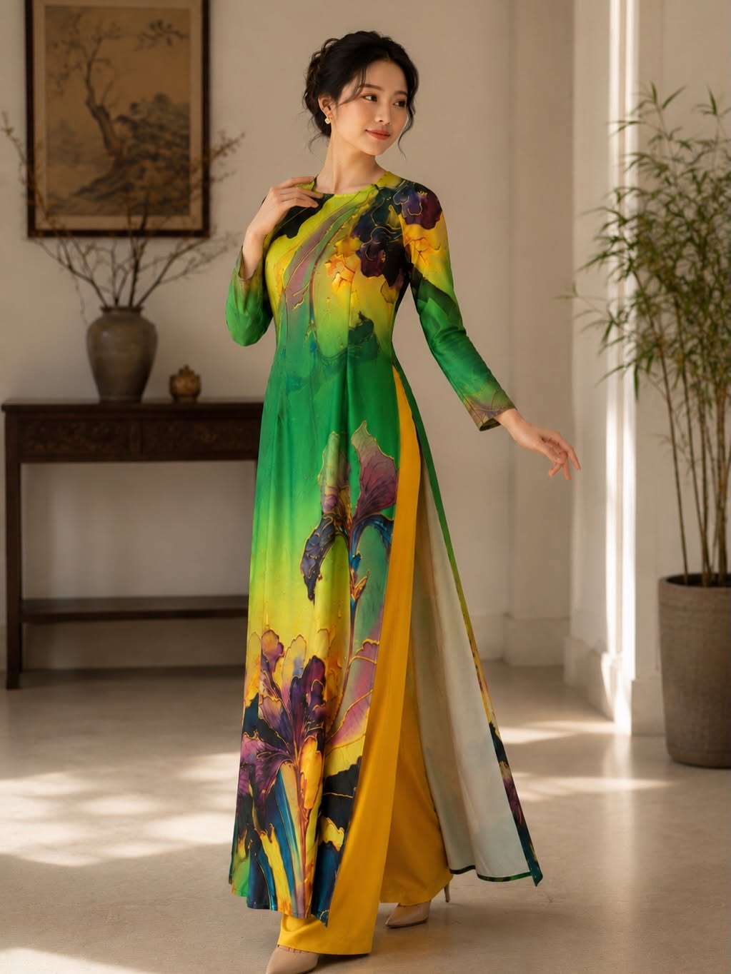 Kim Sa Phú Quý Floral Ao Dai Set – Royal Purple
