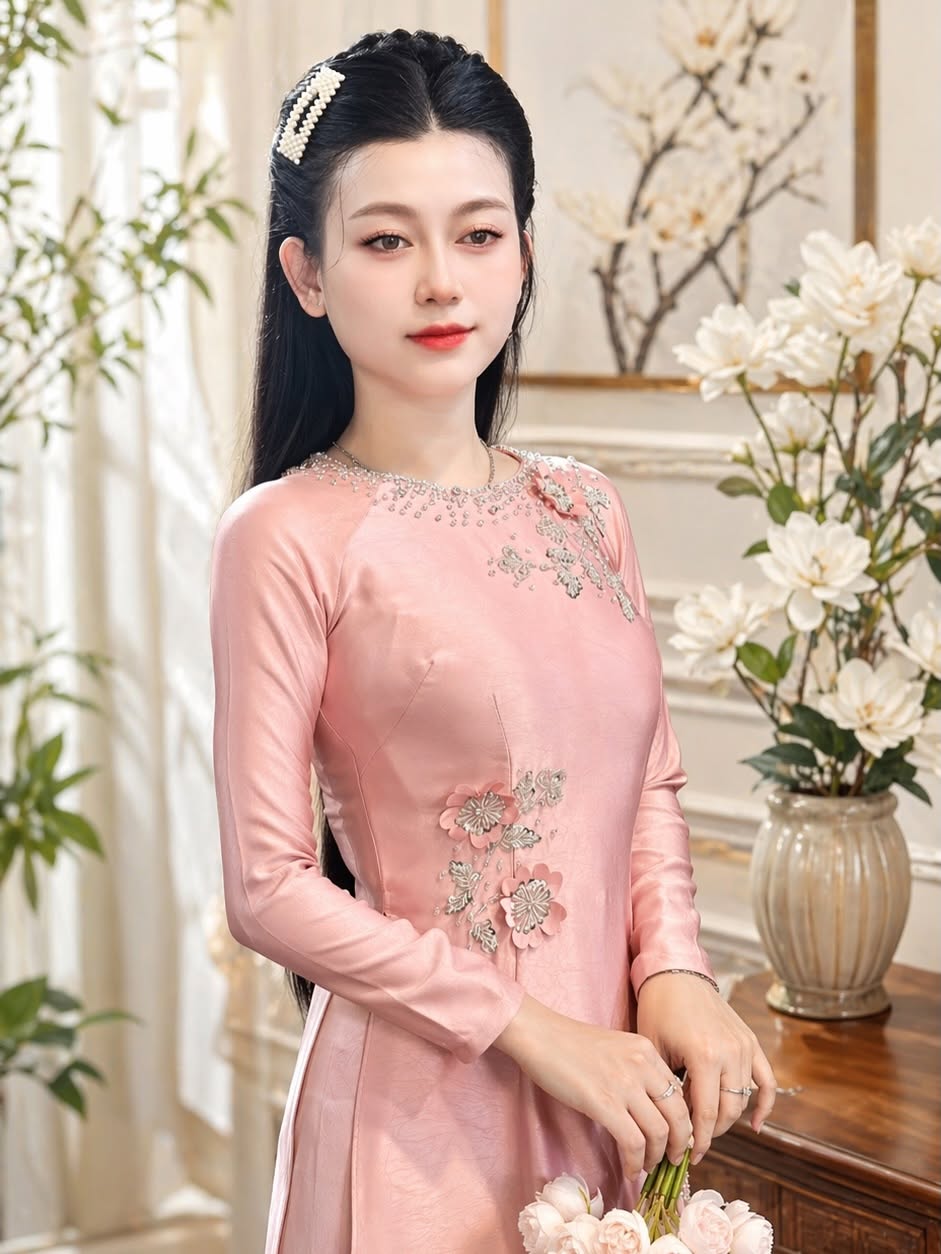 Indo Silk Ao Dai Set – Soft Pink