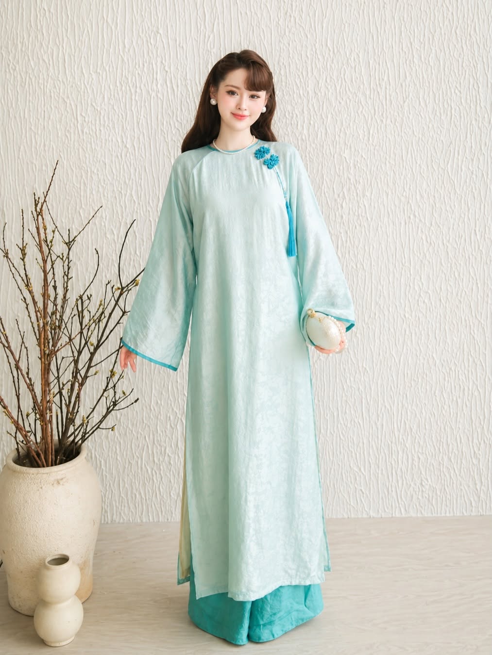 Modern 4-Panel (4 Tà) Ao Dai Set – Jade Green