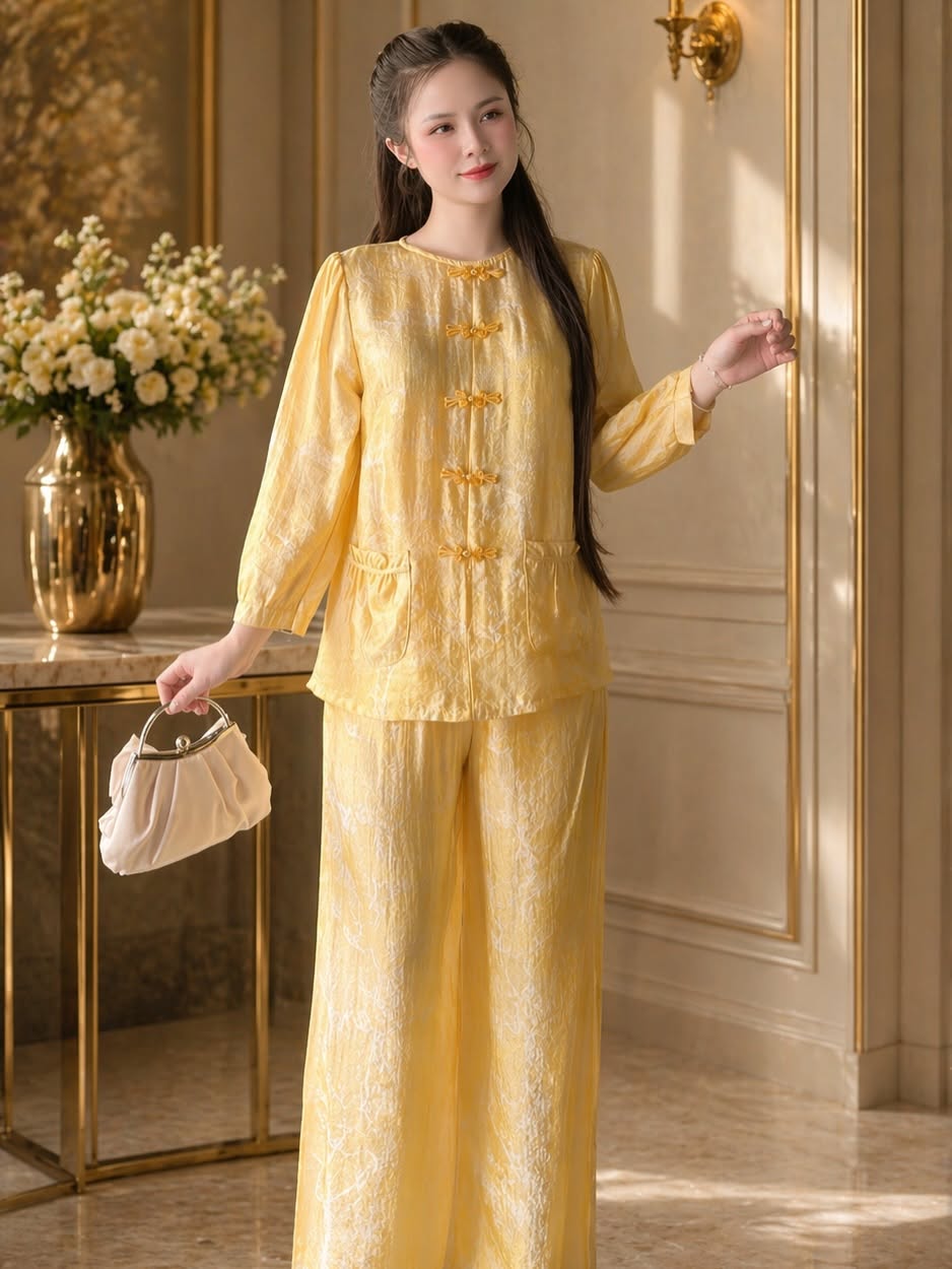 Lay-Buddhist Robe (Pháp Phục) Set – Light Yellow